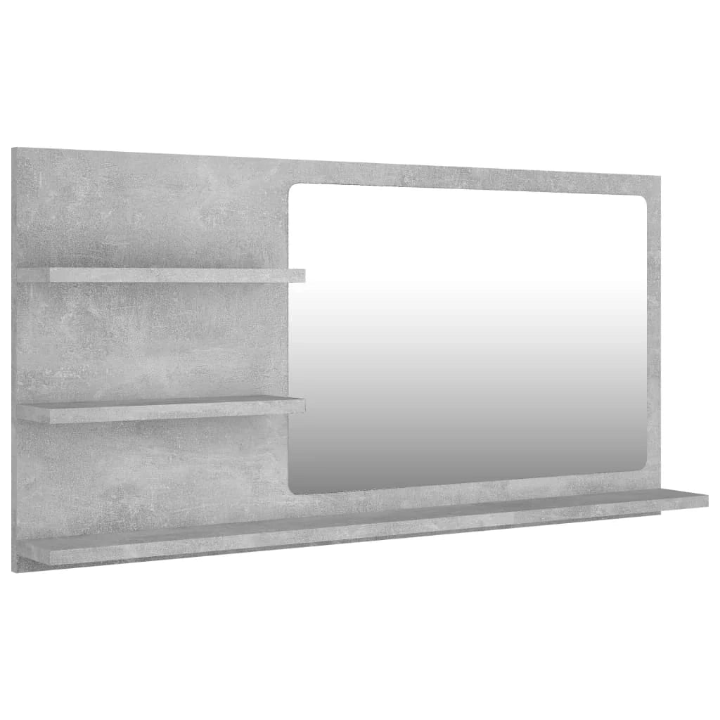 Specchio da bagno con 3 ripiani 90 x 10,5 x 45 cm truciolato grigio 02_0006947