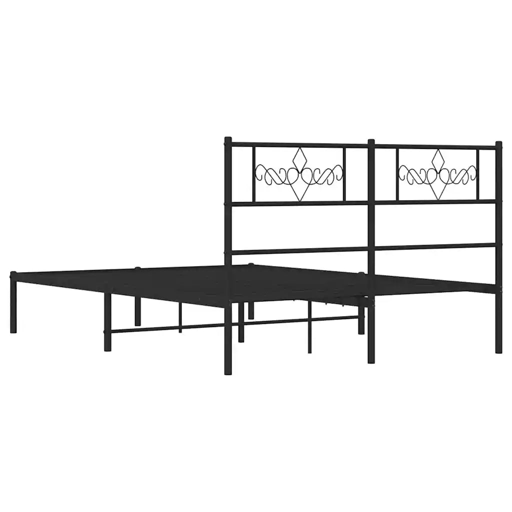 Giroletto con Testiera in Metallo Nero 150x200 cm 355269