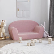 Divano per Bambini a 2 Posti-Sofa-Divanetto Rosa in Morbido Peluche 622757