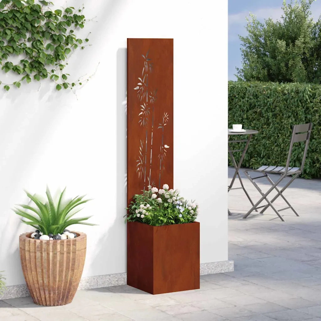 vidaXL Vaso da Giardino con Pannello Decorativo Ruggine 32 x 140 cm