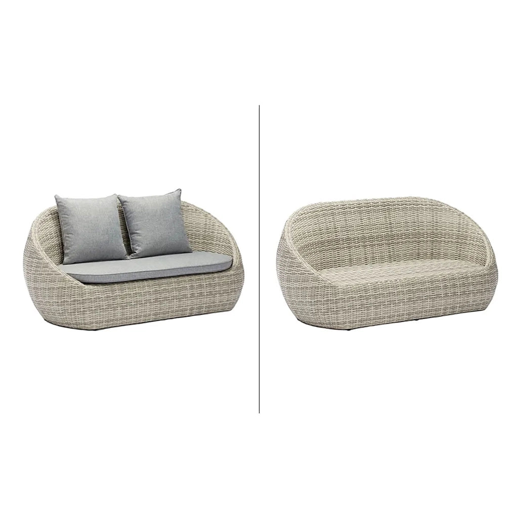 Set 4 Pezzi Salotto da Giardino 4 Posti Santorini con Divano 2 Poltrone e Tavolino in Polyrattan Grigio