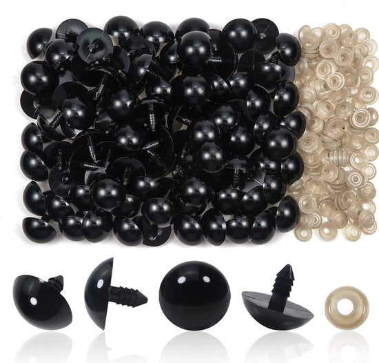 Occhi di sicurezza per bambini - 20 mm - 150 pezzi - Adatti per marionette e progetti DIY - Occhi in plastica - Dimensione 20 mm - Pacchetto da 150 occhi
