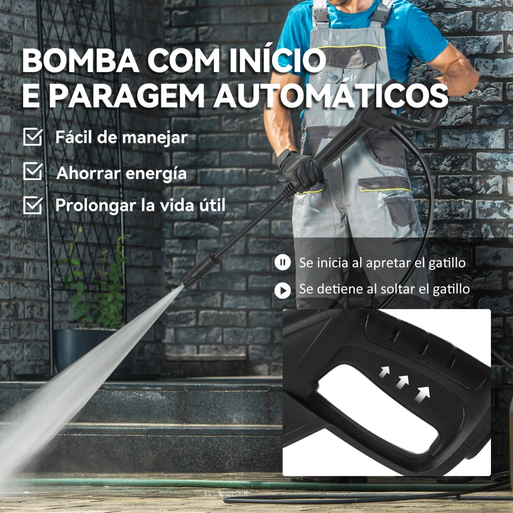 Pulitrice ad Alta Pressione 2200W ¨C zephmum ¨C Verde e Nero 32x32x80 cm