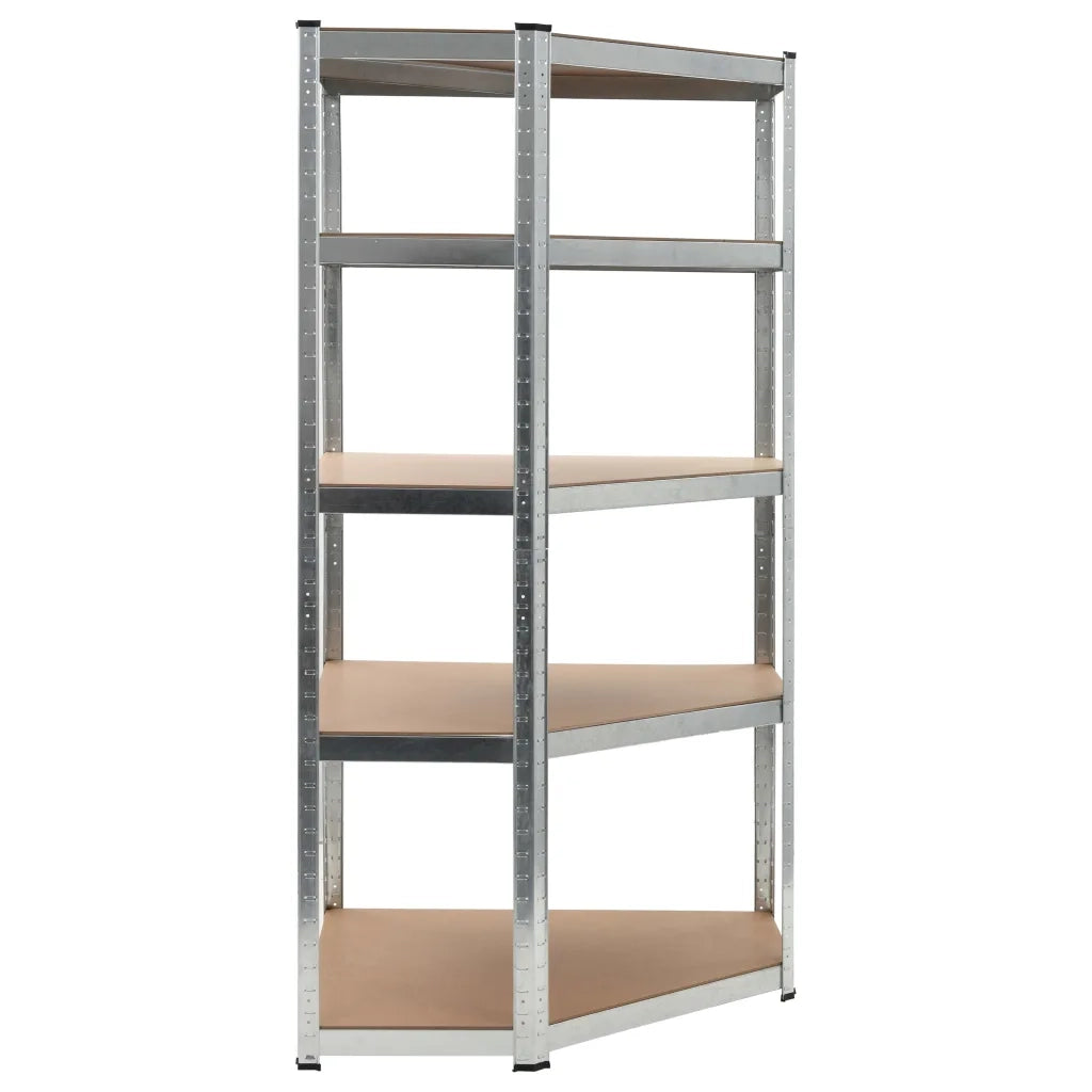 Scaffale Angolare 5 Ripiani Argento Acciaio e Legno Multistrato CFW6834540