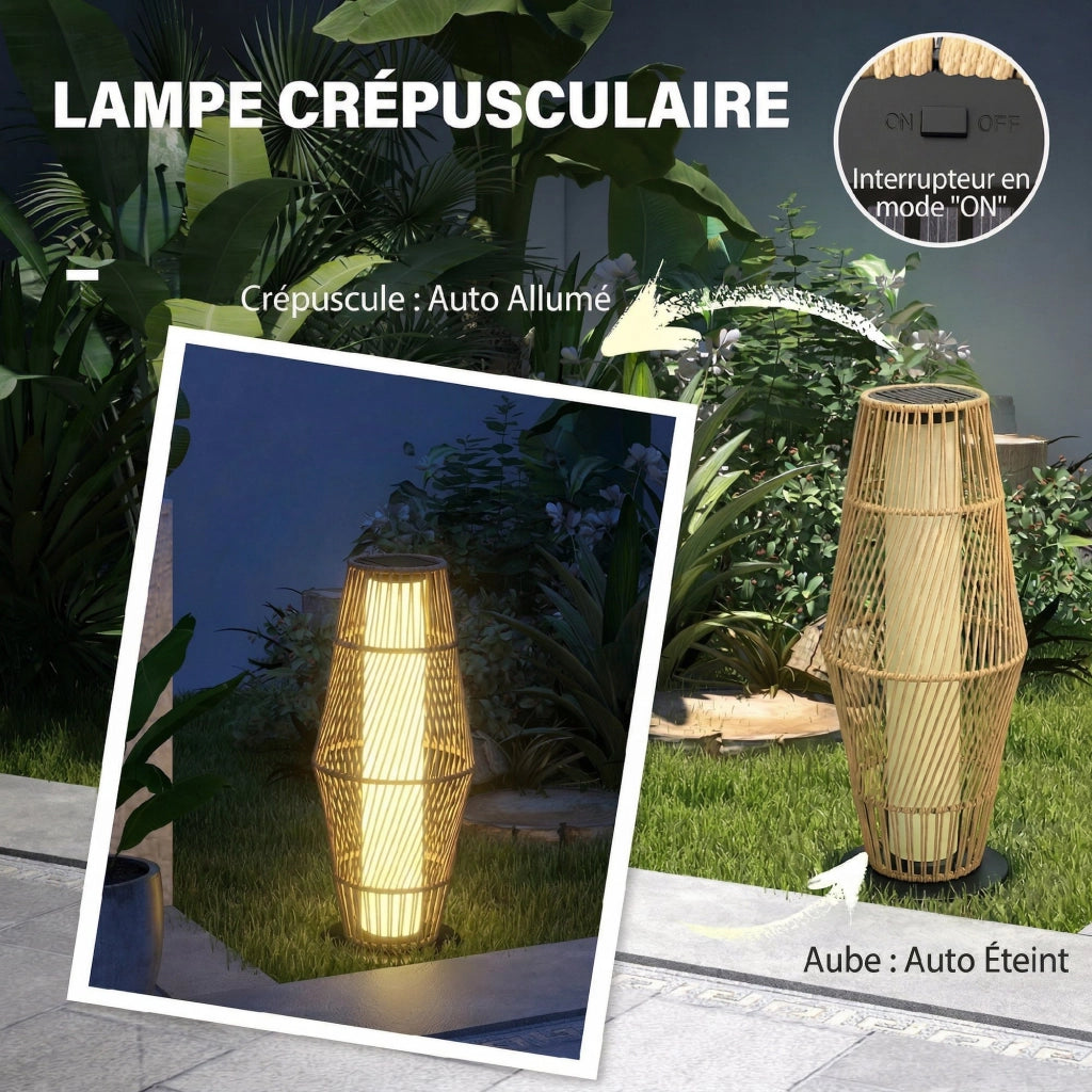 Lanterna Solare da Esterno in Resina Intrecciata ¨C zephmum ¨C Sabbia 26x26x68cm