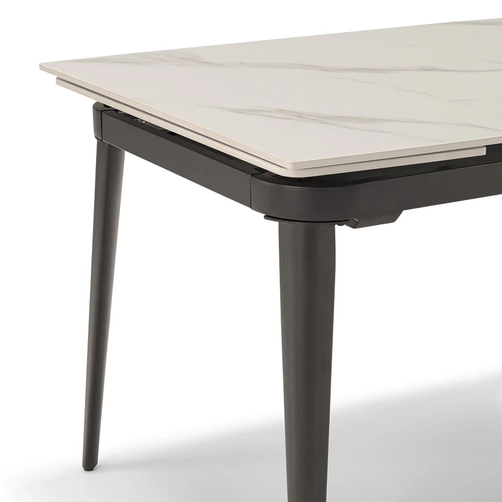 Tavolo da pranzo allungabile 120X90 Marmo di Carrara modello ZANTE fino a a 180 CM per sala da pranzo, cucina e soggiorno, design moderno con top in grès ceramico