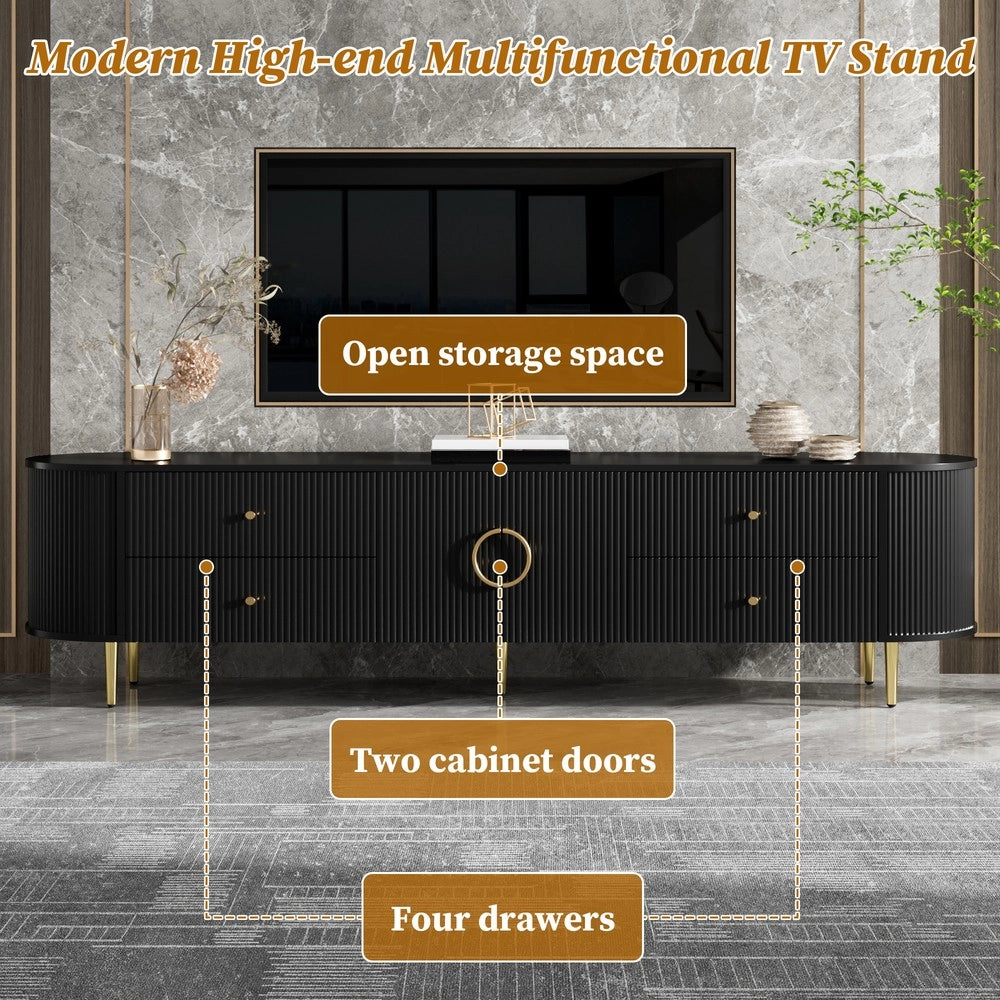 Mobile TV Lowboard ¨C MINIMAL ¨C MDF, Maniglie in Alluminio, Gambe in Ferro, Soggiorno