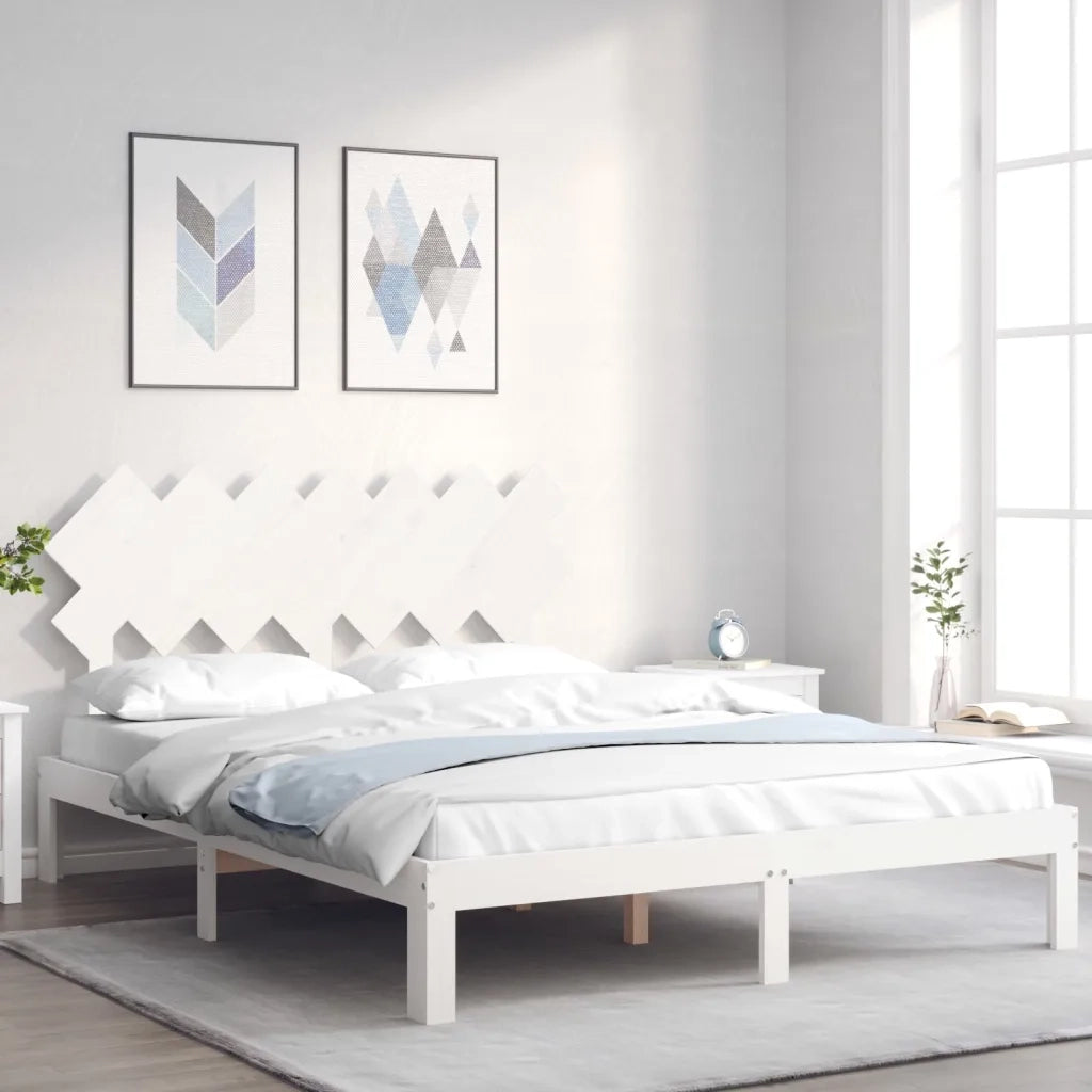 Letto senza Materasso Bianco 140x190 cm Legno Massello di Pino 3193707