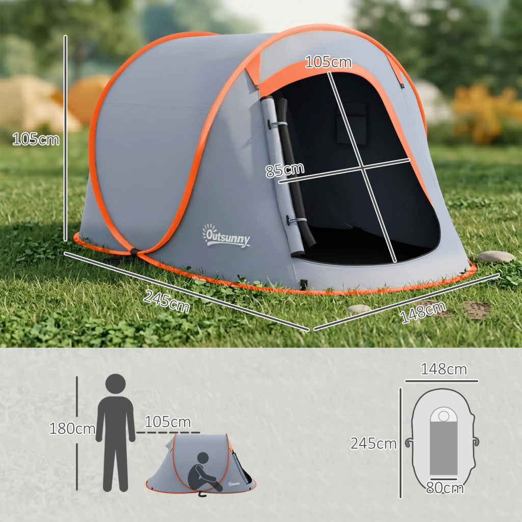 Tenda da campeggio pop up 2-3 persone con borsa ¨C zephmum ¨C 245x148x105 cm grigio
