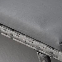 Divano da Giardino 2 Posti in Rattan con Imbottitura e Braccioli Ribaltabili, 129x63x67cm, Grigio
