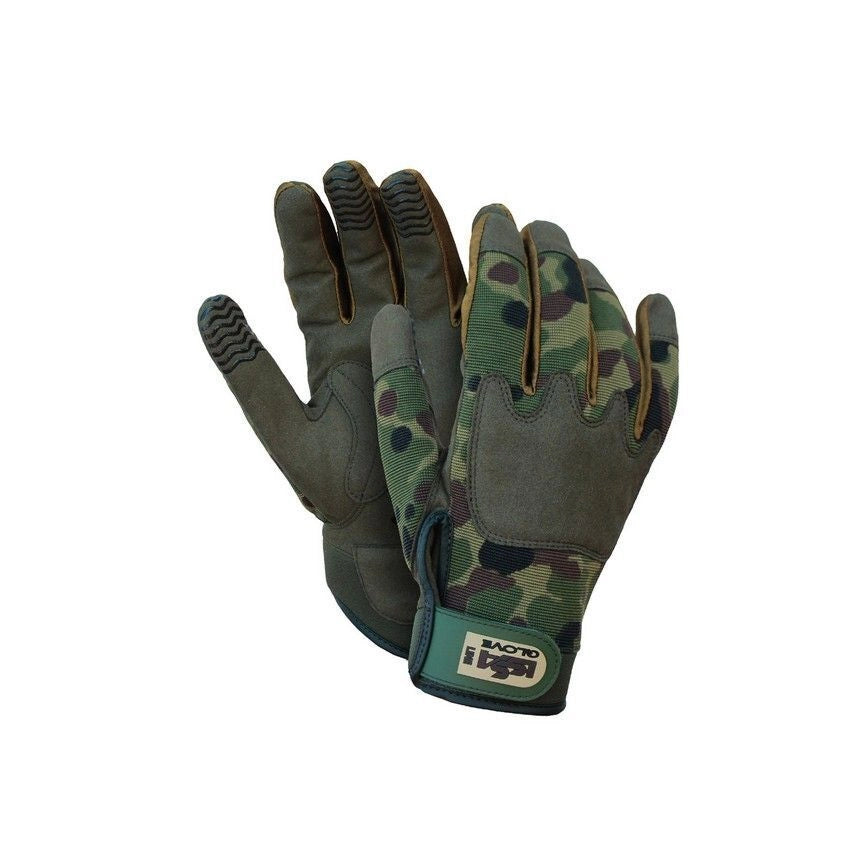 Issaline ARMY 07325 Guanti da Lavoro High Tech Pelle Sintetica Clarino Velcro Rinforzo Silicone Cat I EN 420 Taglia L colore Mimetico