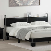 Testiera con Stazione di Carica e Storage-Testiera Multifunzionale-Testata Rovere nero 180 cm