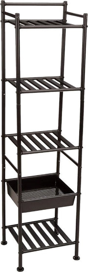 Cassettiere per bagno in acciaio inossidabile con 5 livelli – mobile per bagno con cassetta – finitura metallica a vernice – altezza 140,3 cm – cassettiera sottile e resistente per bagno