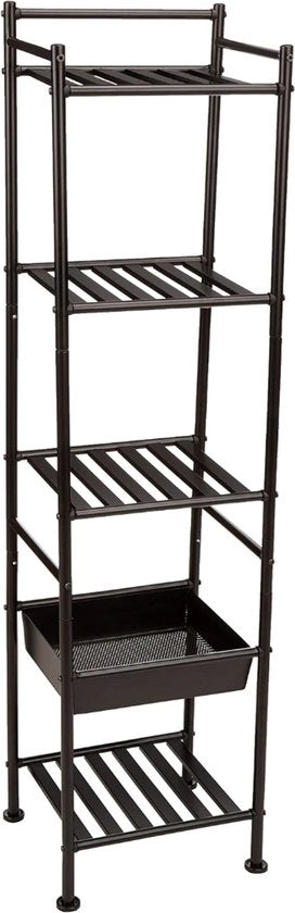 Cassettiere per bagno in acciaio inossidabile con 5 livelli – mobile per bagno con cassetta – finitura metallica a vernice – altezza 140,3 cm – cassettiera sottile e resistente per bagno