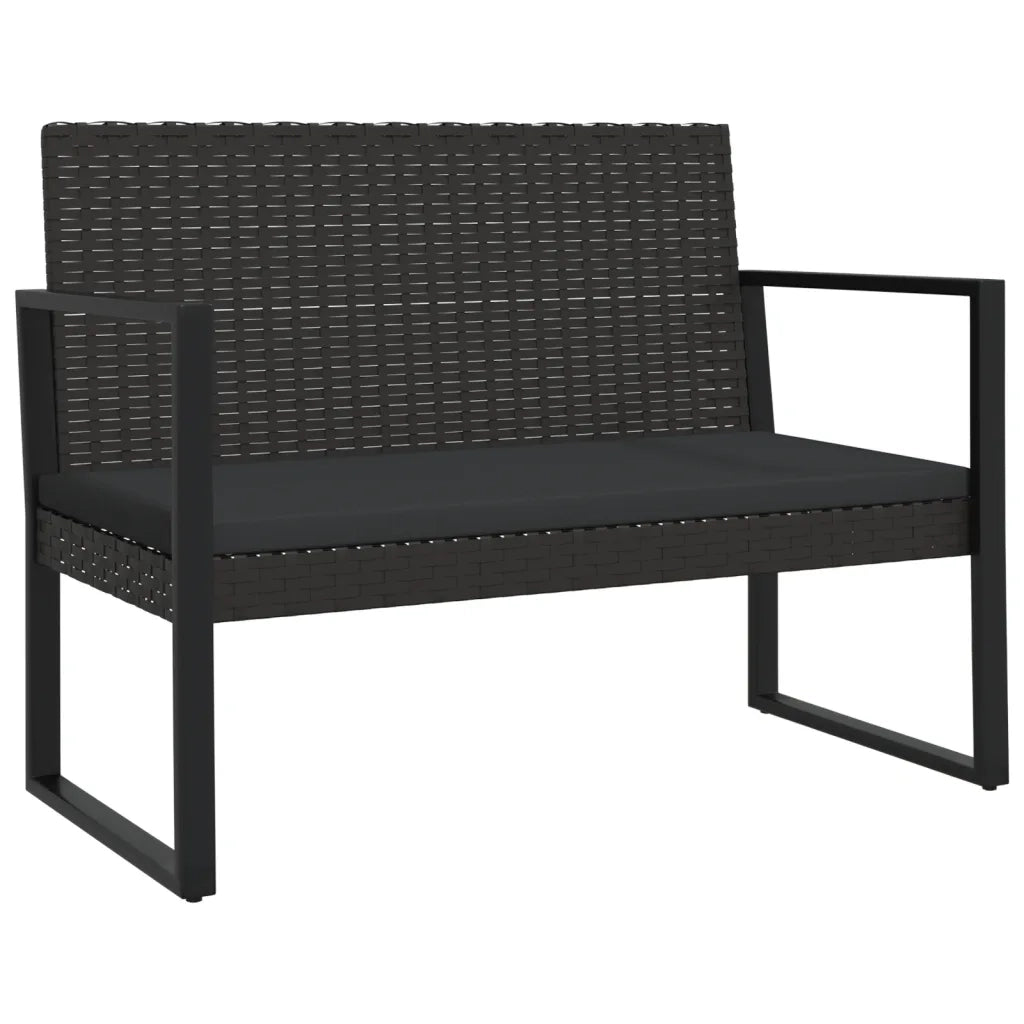 Set Divani da Giardino 4 pz | Set Salotto da Giardino con Cuscini Nero in Polyrattan