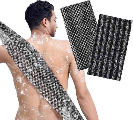 Asciugamano Esfoliante Extra Lungo - Asciugamano di Peeling - Asciugamano per il Corpo - Bagno e Doccia - Pulizia Profonda Unisex - Risparmio di Lavoro - Pacchetto da 2