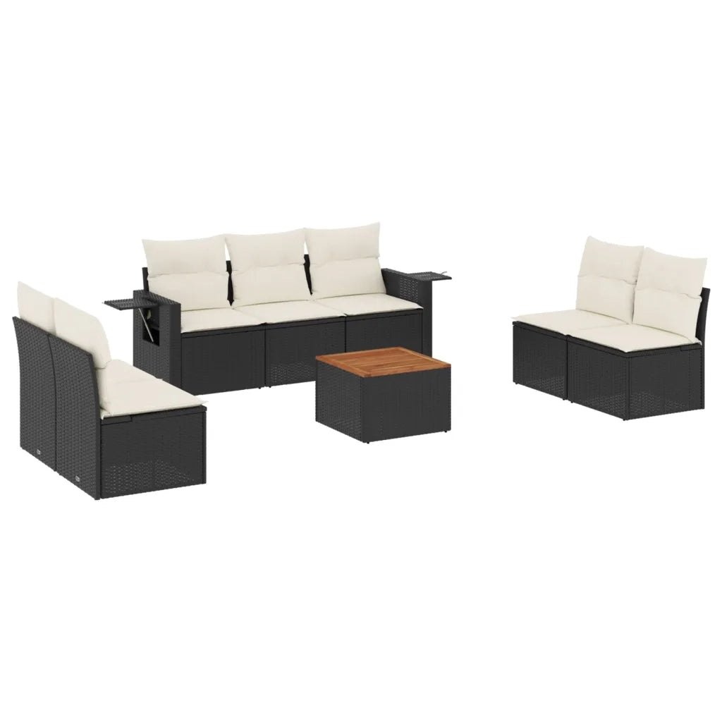 Set Divani da Giardino con Cuscini 8 pz Nero in Polyrattan 3256847