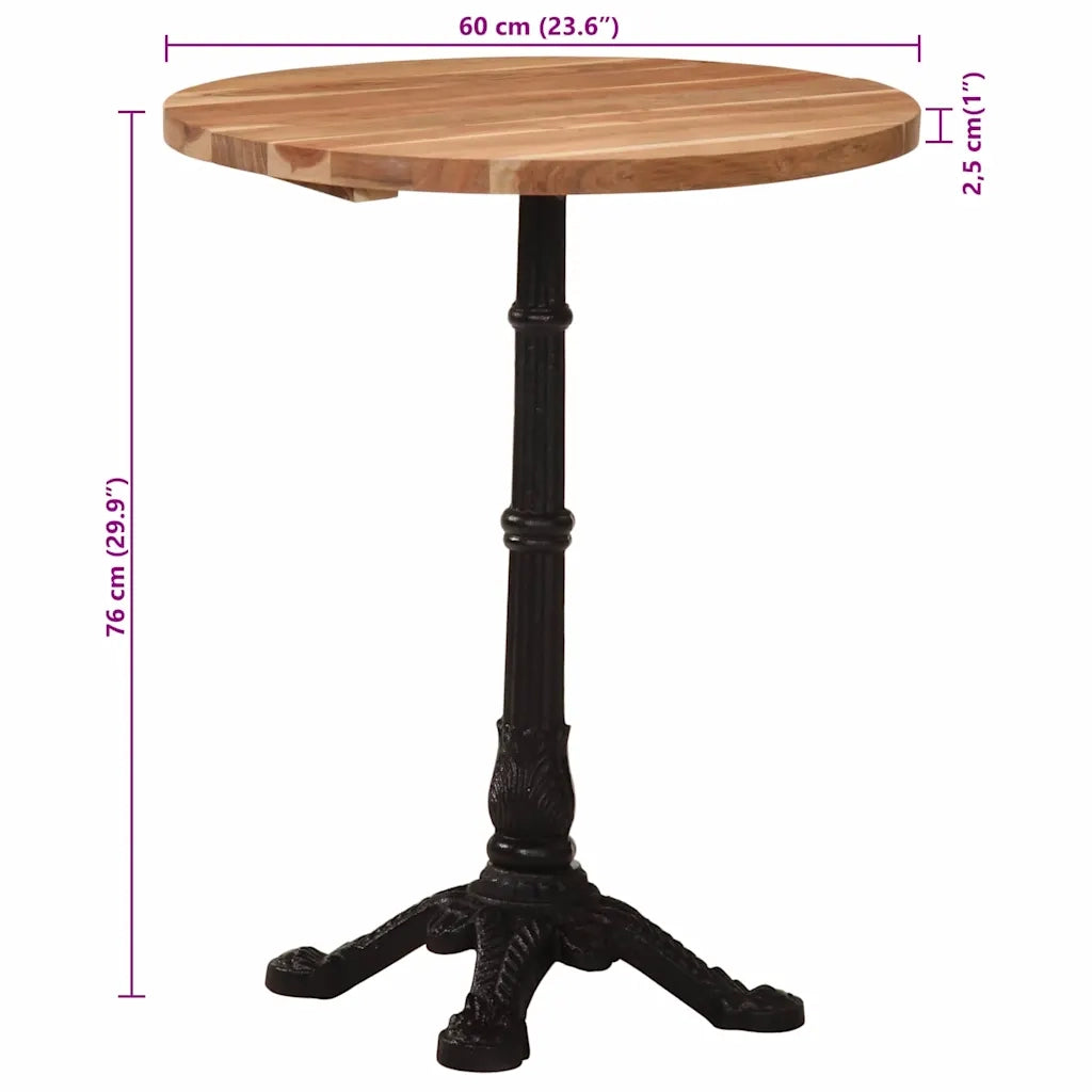 vidaXL Tavolino da Bistrot Ø60x76 cm in Legno Massello di Acacia