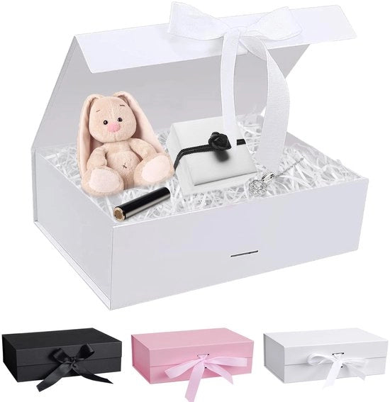 Scatola di regalo con coperchio 21 x 17 x 7 cm - Scatole di regalo magnetiche - Confezione di regalo - Scatola di regalo per matrimonio - Compleanno - Natale - Inclusa la stringa