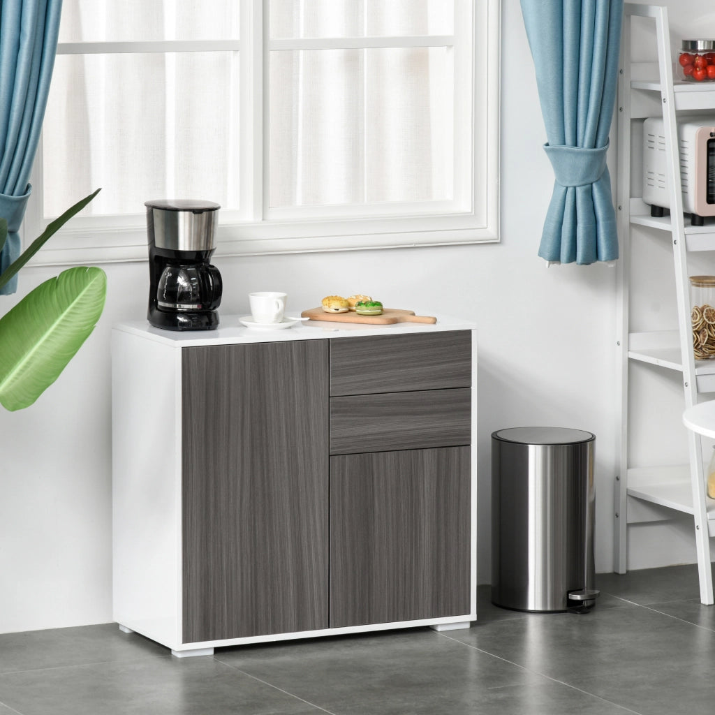 Mobiletto con 2 Cassetti e 2 Ante ¨C zephmum ¨C 79x36x74cm Grigio Chiaro e Bianco