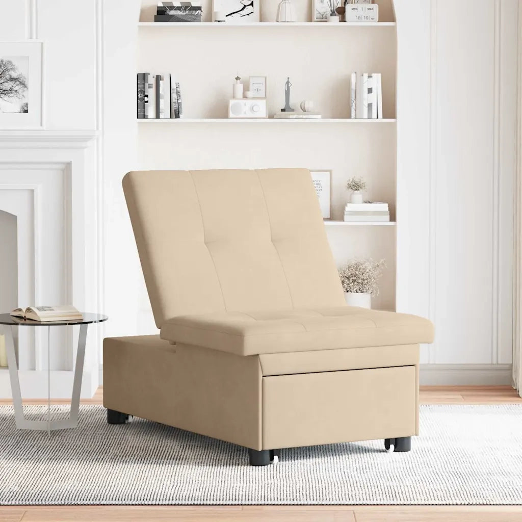 Divano letto | Sof¨¤ letto | Letto singolo Estraibile Crema 194 x 67 x 82 cm Microfibra
