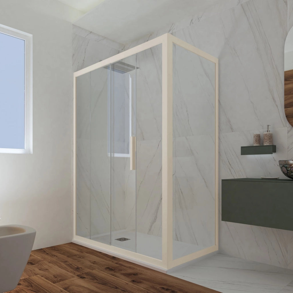 Box doccia scorrevole 70x140 CM H 200 Vetro Trasparente Profilo Champagne mod. Deco Duo