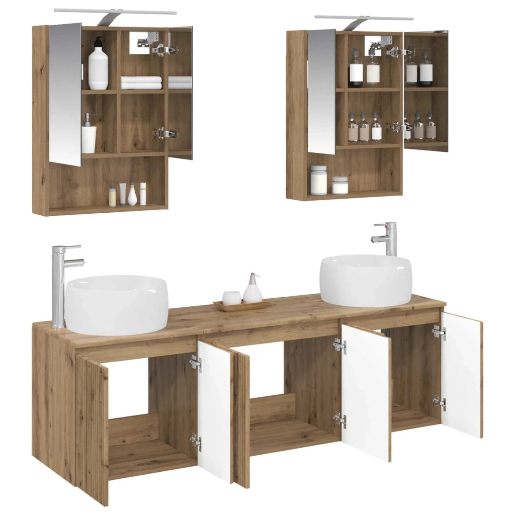 Set di Armadi da Bagno 5 pcs Rovere Artigianale 3406526