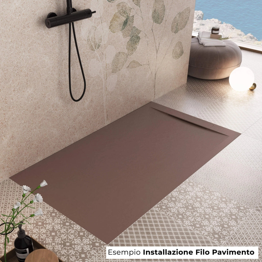Piatto Doccia in Pietra 80x110 cm Bonussi Ardesia Calcutta Marrone