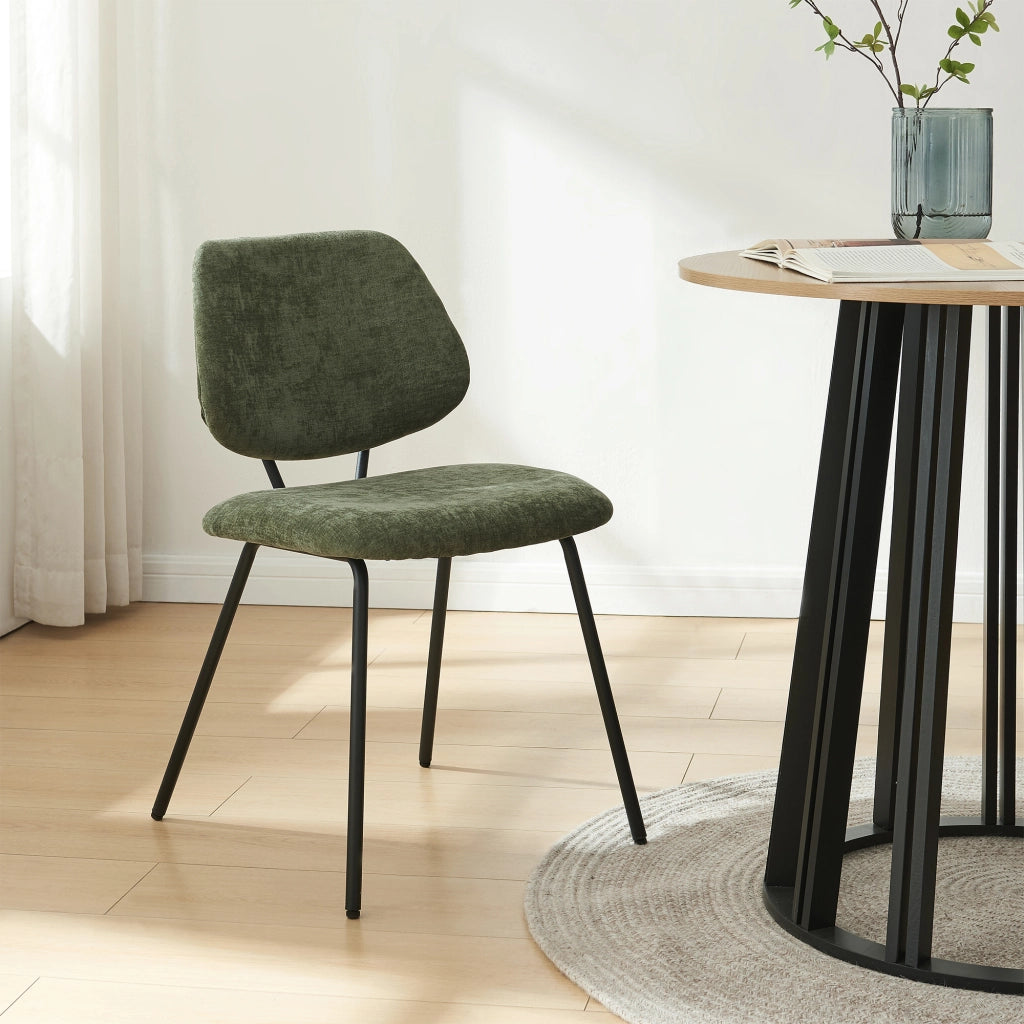 Set di 6 Sedie Köma con Rivestimento in Tessuto - Verde Scuro [en.casa]