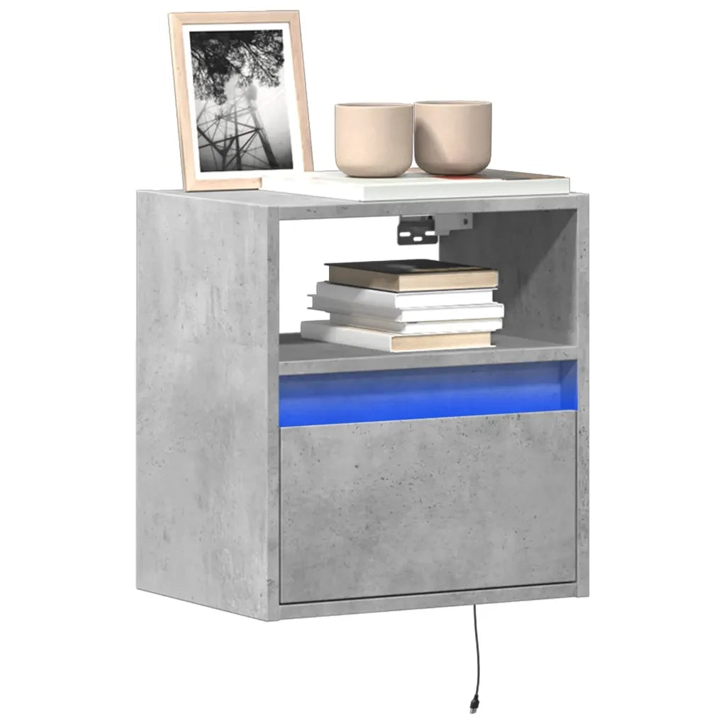 vidaXL Mobili TV a Parete con Luci LED 2pz Grigio Cemento 41x31x45 cm