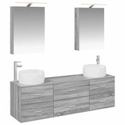 Set di mobili per il bagno 5 pcs Sonoma grigio 3406996