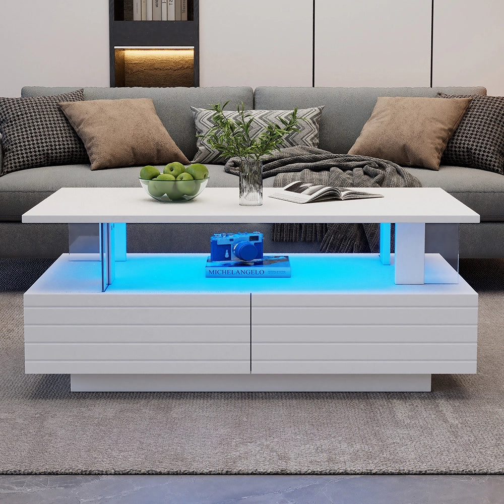Tavolino-Xylo-Bianco LED Bluetooth doppio strato