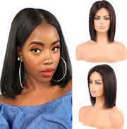 Pruiken per Donne - Capelli Falsi in Pelo Reale - Capo in Nero - Capelli Falsi per Donne Lavabili - 25 cm