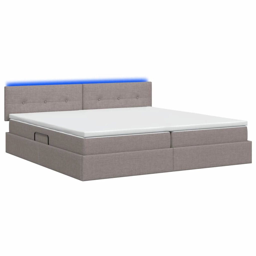 Letto con contenitore LED e materasso Tortora 200 x 200 cm 3459087