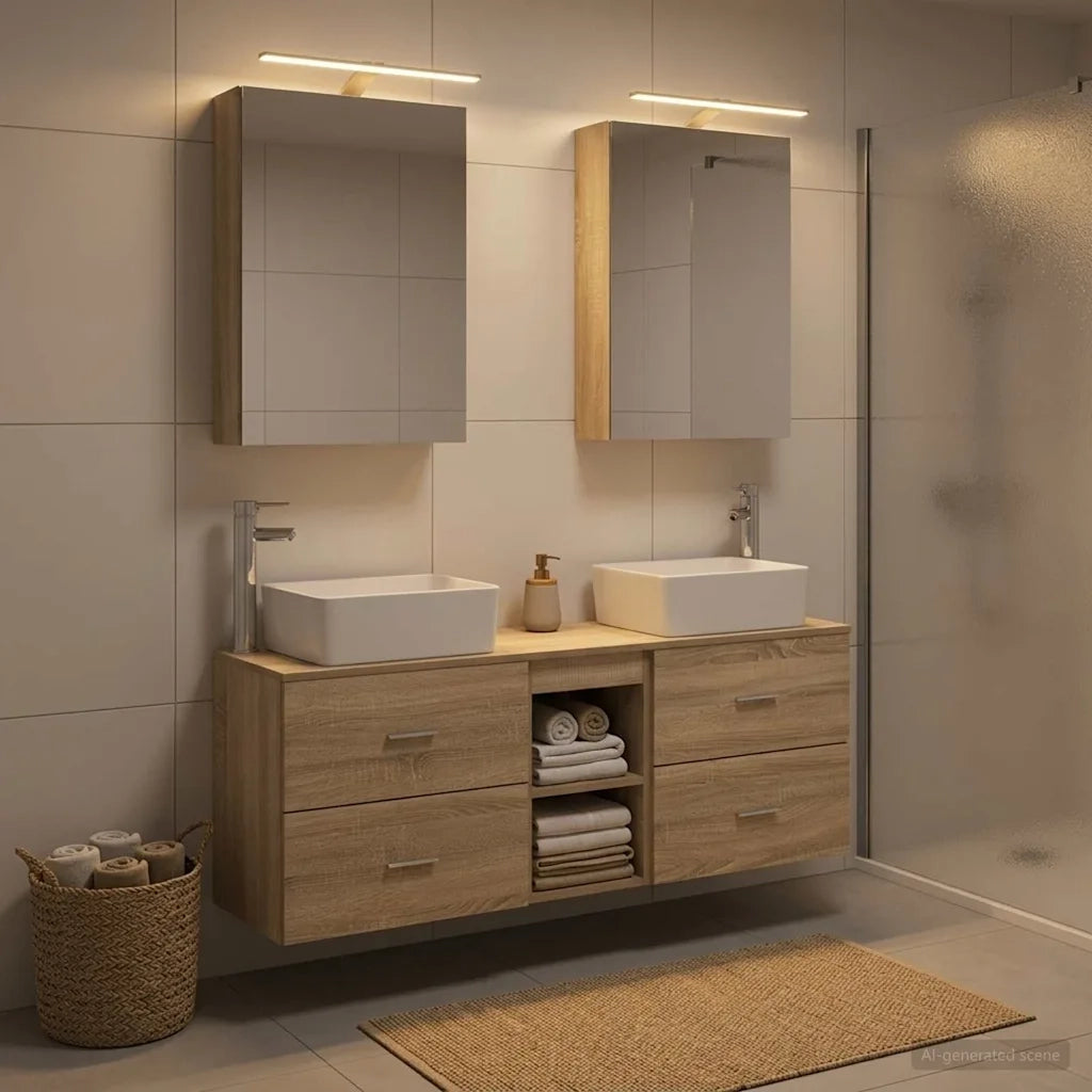 Set di mobili per il bagno 5 pcs Rovere Sonoma 3406833