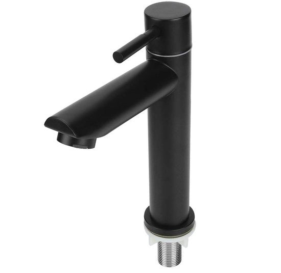 Rubinetto per acqua fredda G1/2 - Rubinetto da bagno - Nero - Acciaio inossidabile duraturo - Rubinetto a singolo movimento - Emittere energetico a basso consumo