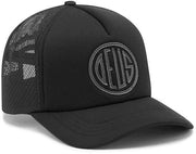 Cappello da Trucker con Fronte Coperta - Mesh - Chiusura a Snibbo - Logo Ricamato - Nero - Comodo e Stilistico - Petto