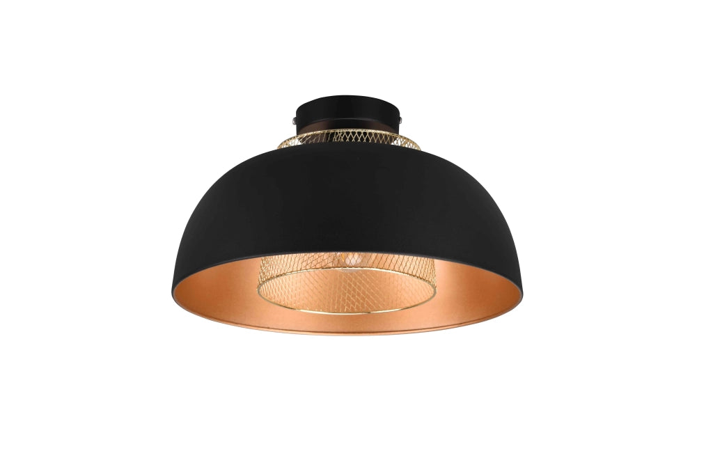 Plafoniera, metallo, nero e oro, D 35 cm, Punch
