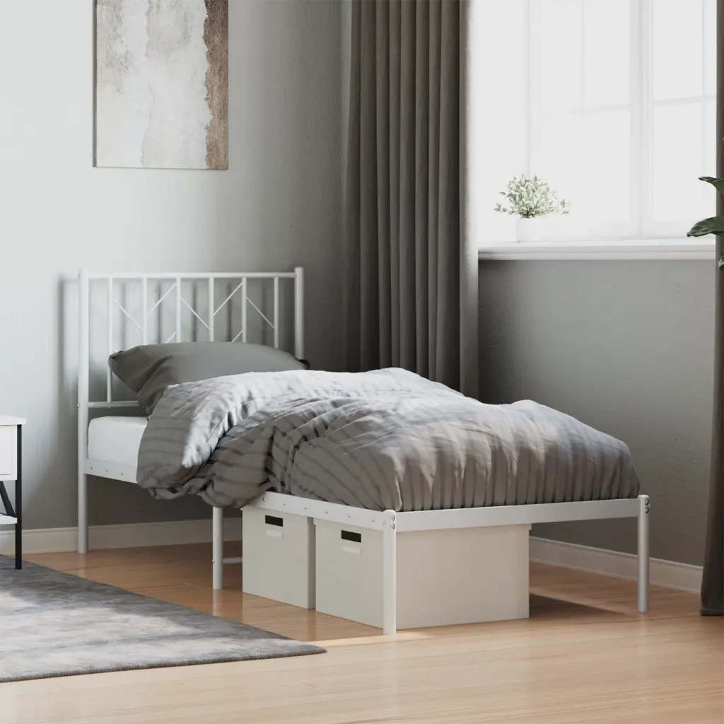 Giroletto senza Materaso con Testiera Metallo Bianco 75x190 cm 374476