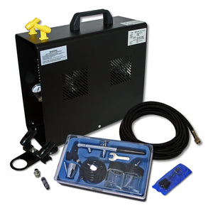 Set aerografia Compressore oil free AS196A, Aerografo doppia azione, Accessori con tubo e raccordi