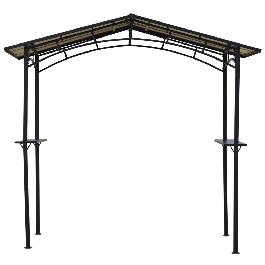 Gazebo da giardino 2,5x1,5 m - Xylo - tetto policarbonato metallo nero con 2 ripiani
