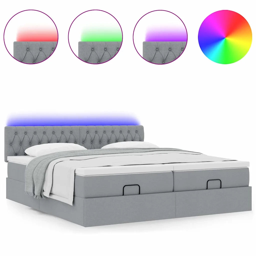 Struttura Letto Pouf con Materassi 200x200 cm in Tessuto 3312871