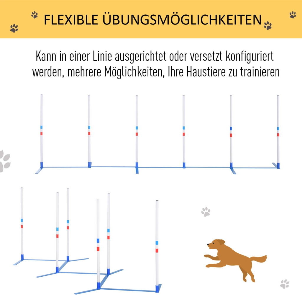 Set Agility per Cani 6 Pezzi ¨C Xylo ¨C Ostacoli Pieghevoli con Slalom e Borsa Trasporto