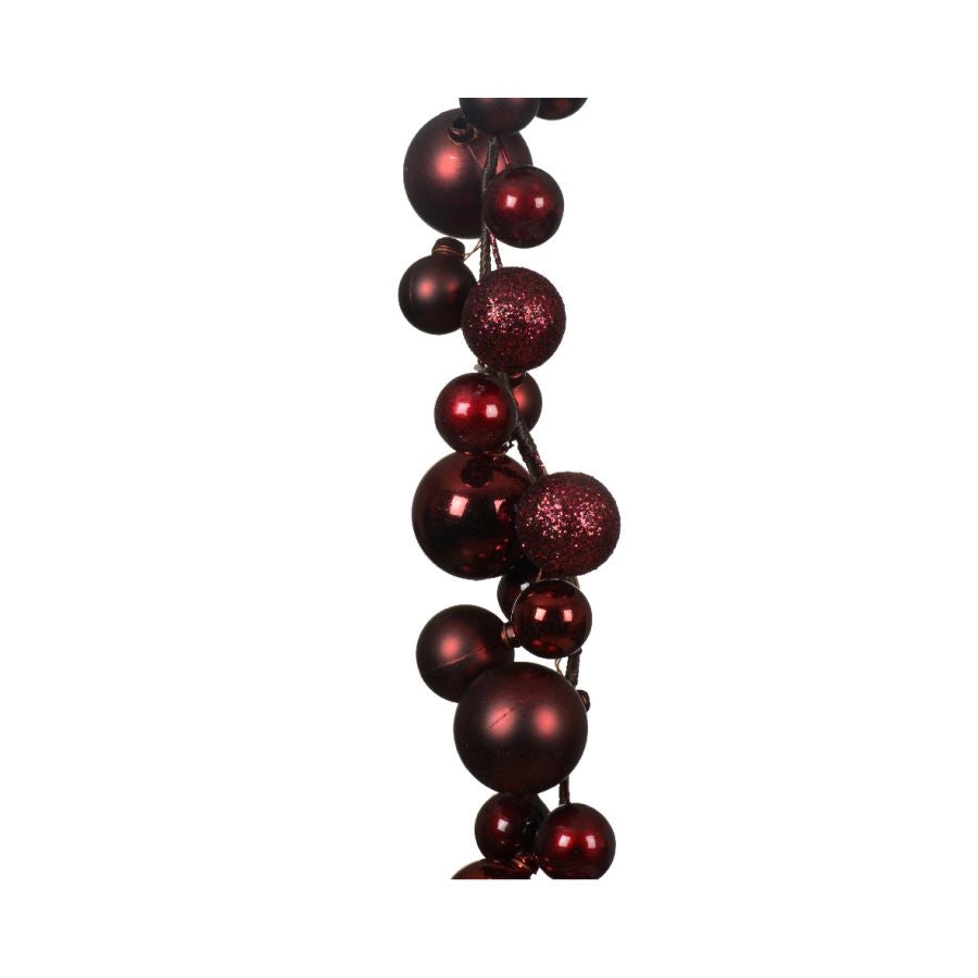 GHIRLANDA NATALIZIA CON PALLINE VINACCIA OPACHE E LUCIDE 180CM INFRANGIBILE KAEK