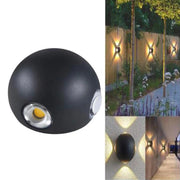 APPLIQUE LED 4 COB LAMPADA PARETE ROTONDO 12W NERO CALDO 3000K ESTERNO FD-21*