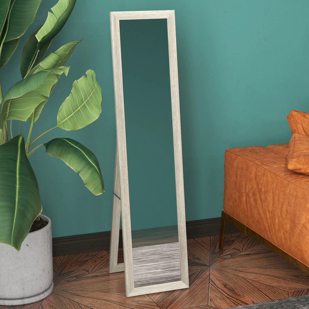 Specchio da Terra 37x157 cm Design Moderno a Figura Intera Cornice in MDF Grigio