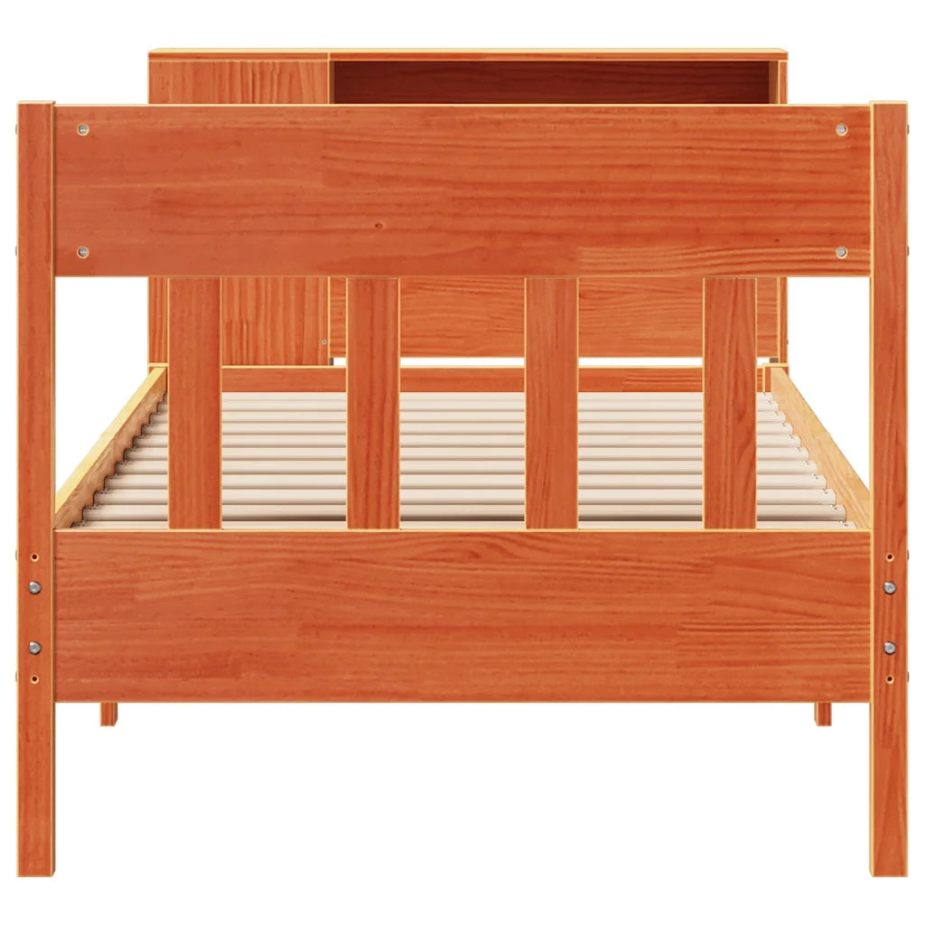 Letto Libreria senza Materasso Marrone Cera 100x200 cm in Pino 3323199