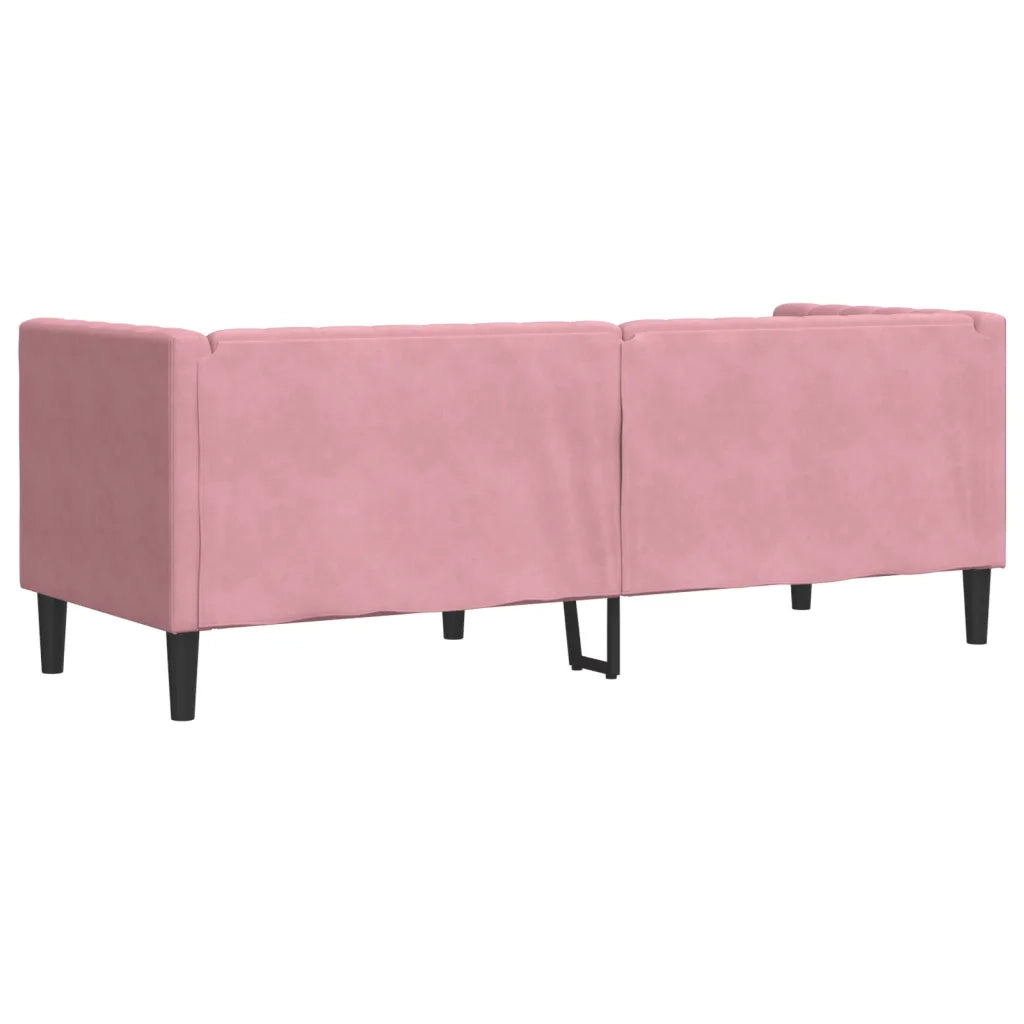Divano Chesterfield con Rinforzi a 3 Posti Rosa in Velluto 372696