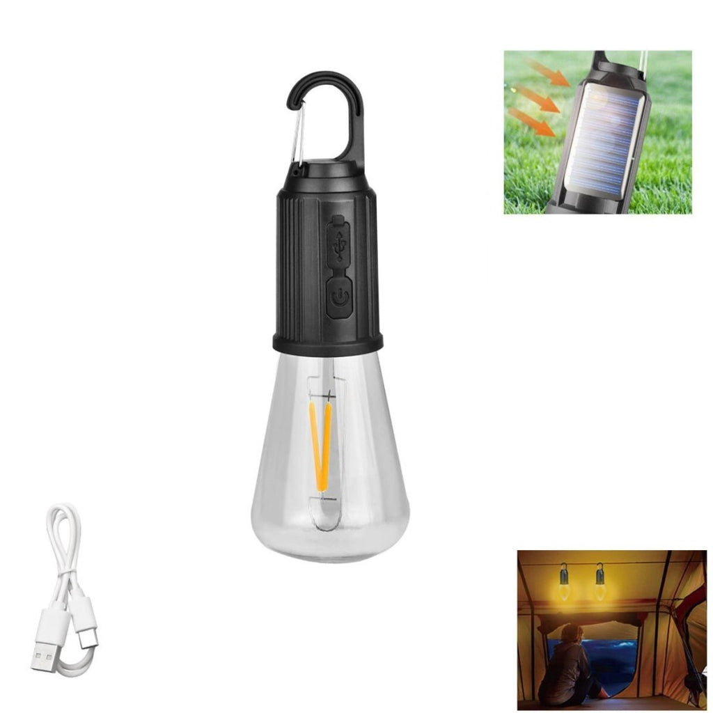 LAMPADA LED CAMPEGGIO SOLARE USB RICARICABILE GANCIO PORTATILE LUCE EMERGENZA 33