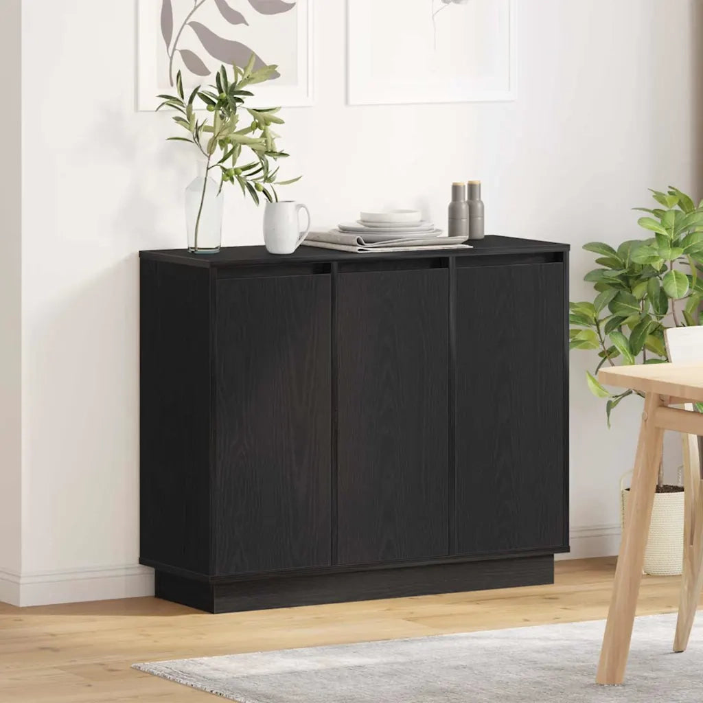 Madia LED Rovere Nero 90 x 32 x 75 cm Legno multistrato 869675